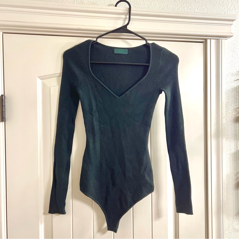 nuuds Sweetheart Sweater Bodysuit, evergreen